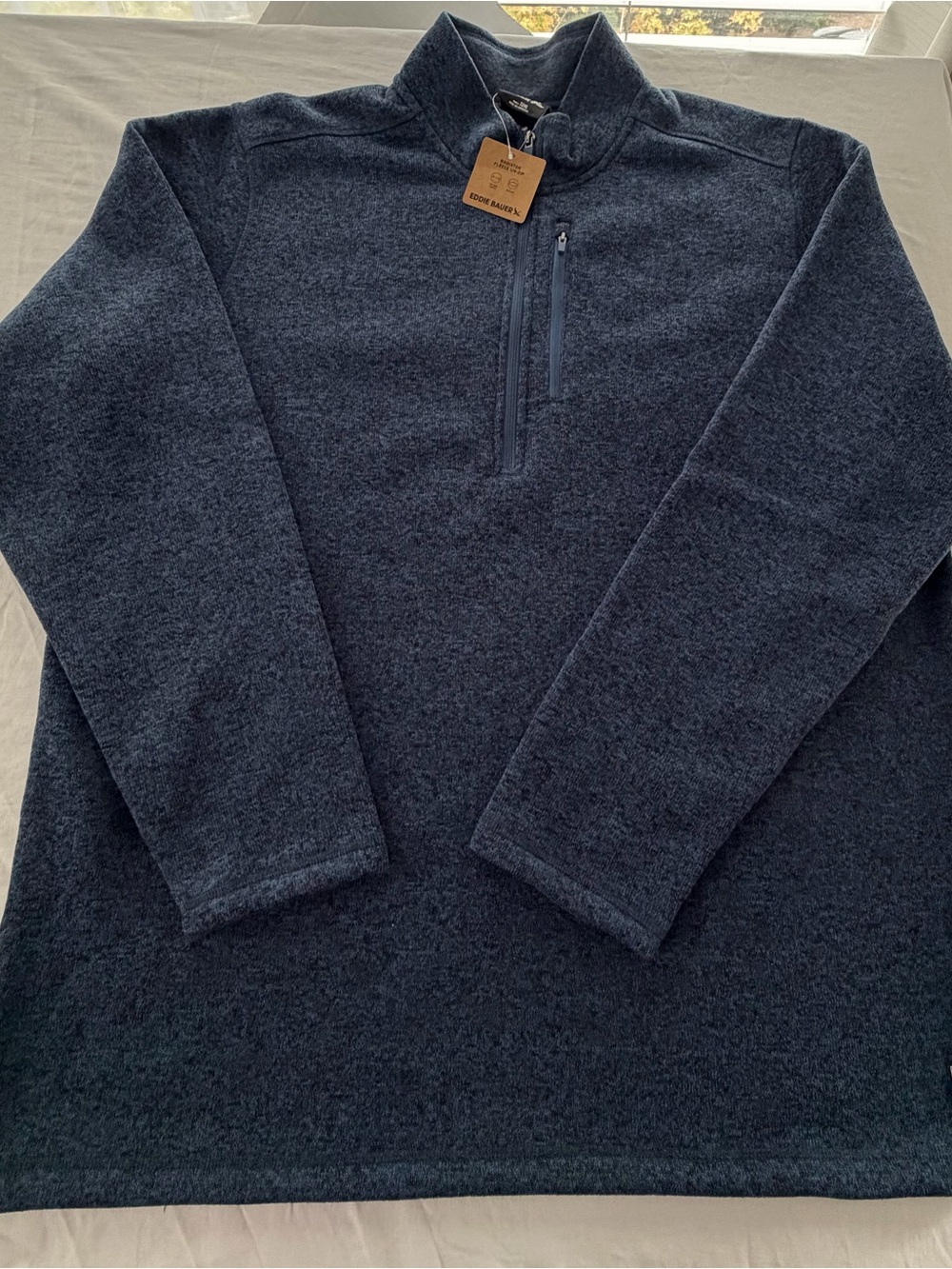 Eddie Bauer Men's Fleece 1/4 Zip Mock Neck Pullover Sweatshirt Blue 2XLT